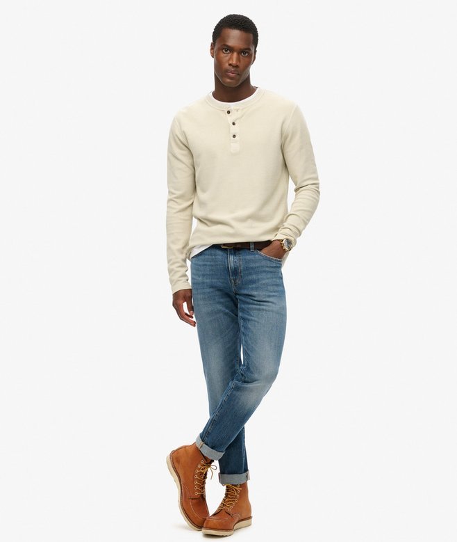 Superdry Waffle Long Sleeve Half Button Top