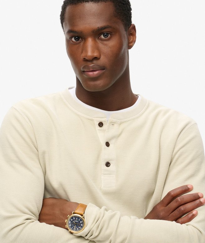 Superdry Waffle Long Sleeve Half Button Top