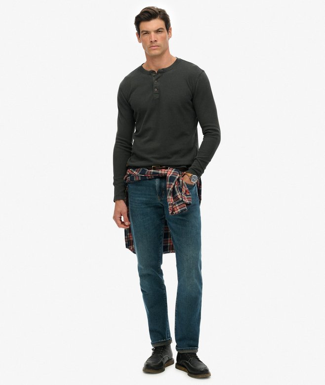 Superdry Waffle Long Sleeve Half Button Top