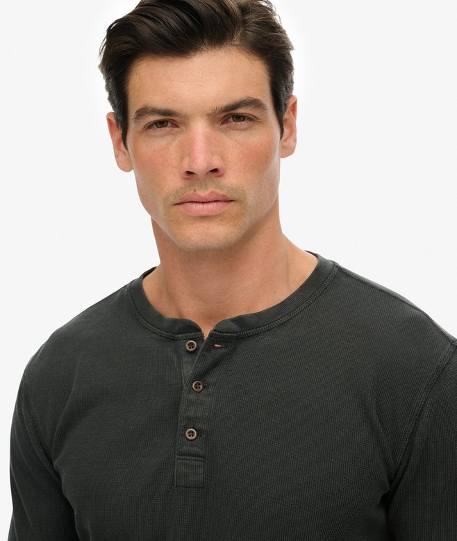 Superdry Waffle Long Sleeve Half Button Top