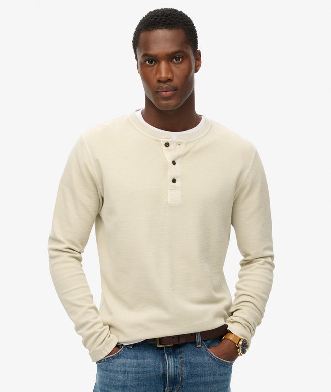 superdry Waffle Long Sleeve Half Button Top