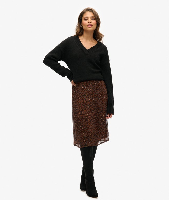superdry Woven Metallic Midi Skirt