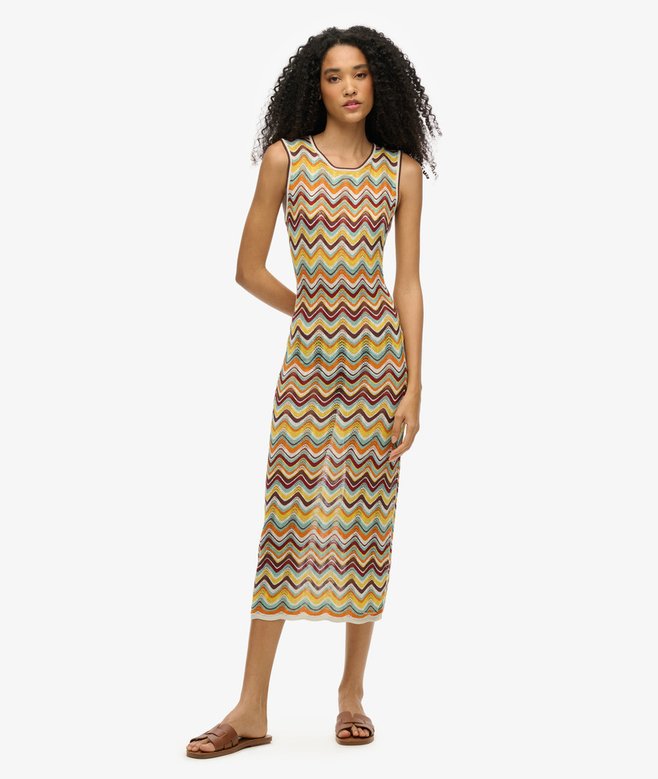 superdry Zig Zag Knit Midi Dress