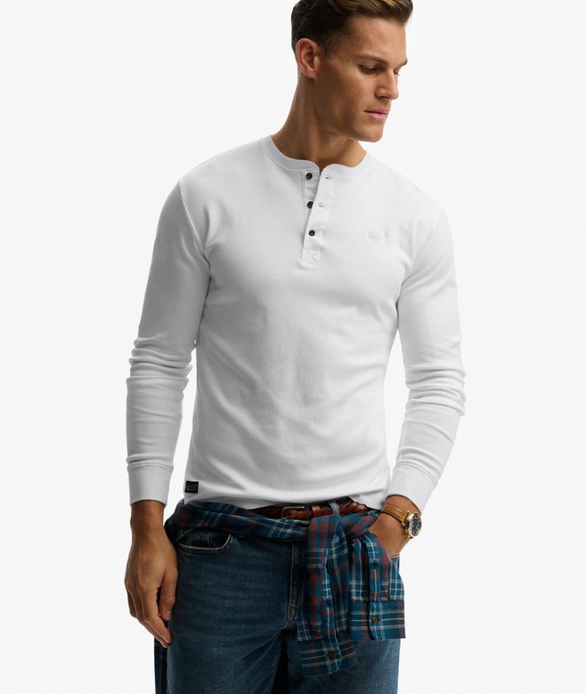 superdry Vintage Logo Mid Weight Long Sleeve Half Button