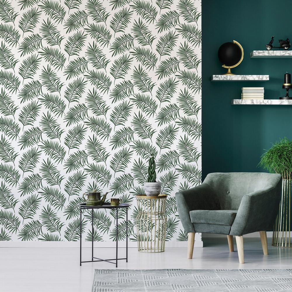 superfresco easy Scandi Leaf White & Green Forest