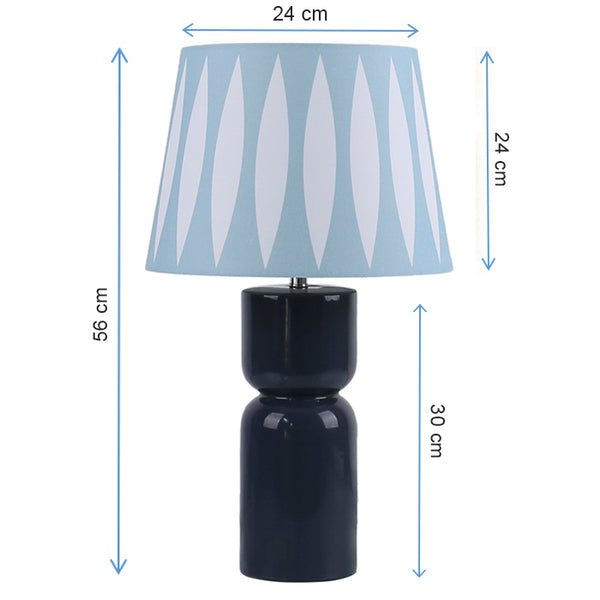Superliving Paris Table Lamp - Charcoal/Aqua Blue Ellipse