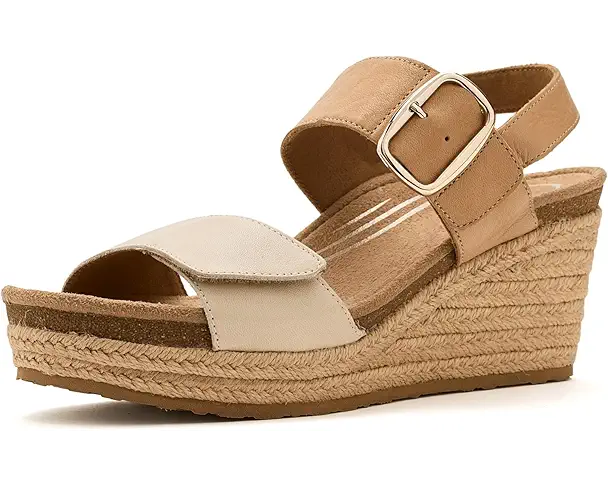 supply lab Aetrex Ashley Adjustable Wedge Sandals Women's Off White