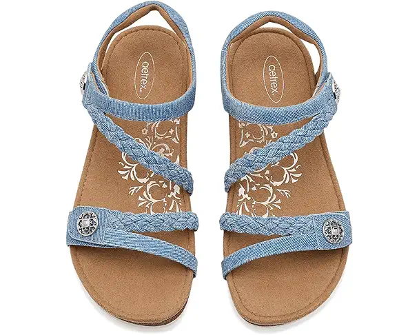 Supply Lab Aetrex Jillian Braided Quarter Strap Sandals Women's Denim
