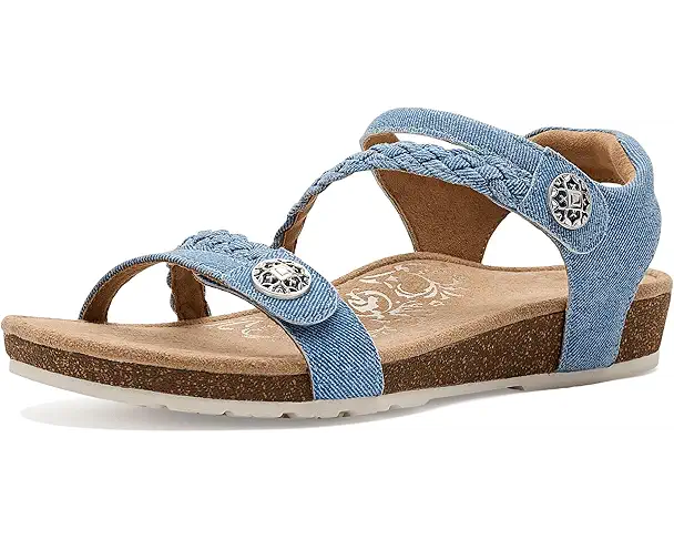 supply lab Aetrex Jillian Braided Quarter Strap Sandals Women's Denim
