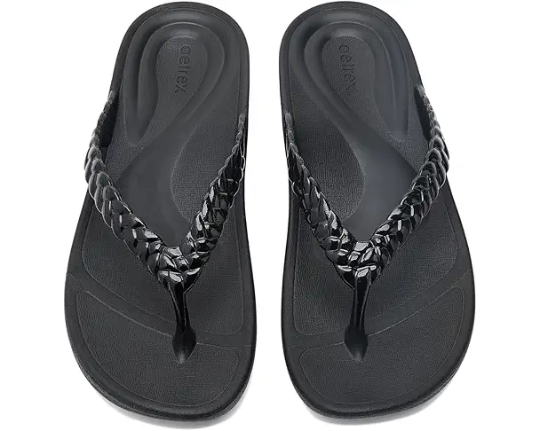 Supply Lab Aetrex Vicki Thong Sandal Women's Black Gloss