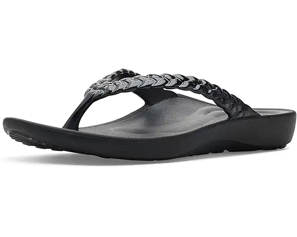 supply lab Aetrex Vicki Thong Sandal Women's Black Gloss