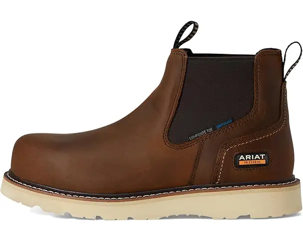 Supply Lab Ariat Rebar Wedge Chelsea Waterproof Composite Toe Work Boots Men's Distressed Brown