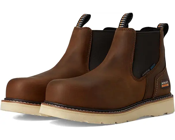 supply lab Ariat Rebar Wedge Chelsea Waterproof Composite Toe Work Boots Men's Distressed Brown