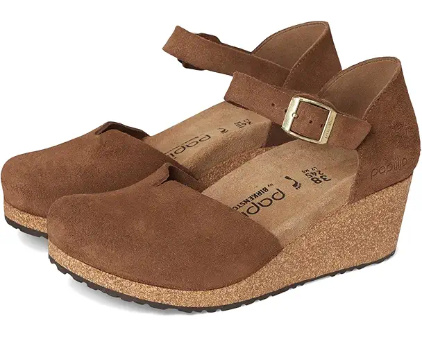 supply lab Birkenstock Papillio by Birkenstock Mary Wedge Sandal - Suede Women's Dark Tea