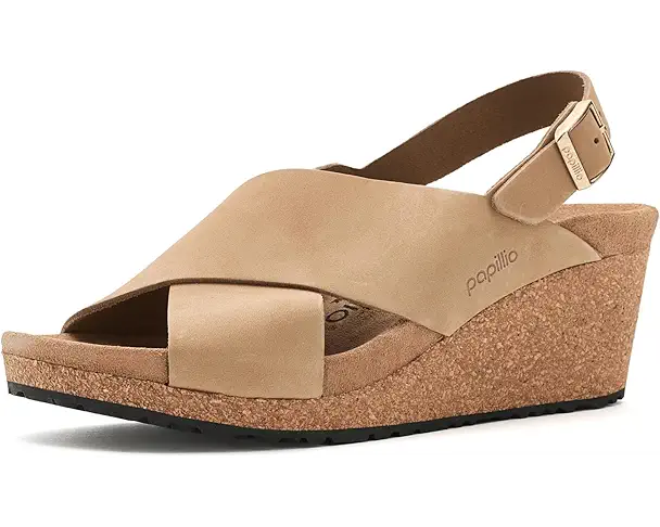 supply lab Birkenstock Papillio By Birkenstock Samira Wedge - Nubuck Leather Women's Sandcastle