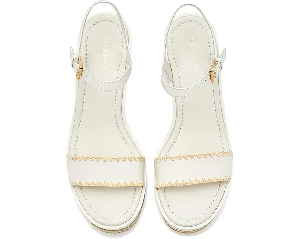 Supply Lab Cole Haan Cloudfeel Asbury Espadrille Wedge Sandals Women's Powder Leather/Natural Raffia