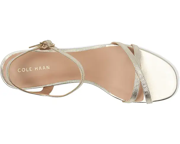 Supply Lab Cole Haan Leni Kitten Heel Strappy Sandals 40mm Women's Soft Gold Leather