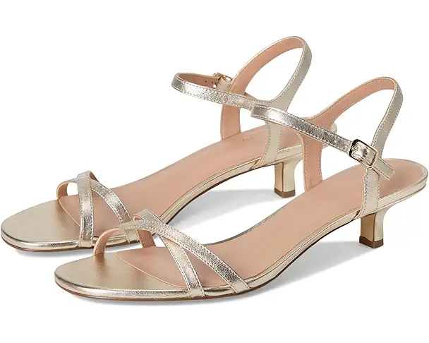 supply lab Cole Haan Leni Kitten Heel Strappy Sandals 40mm Women's Soft Gold Leather