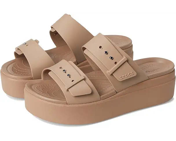 supply lab Crocs Brooklyn Buckle Low Wedge Women's Latte
