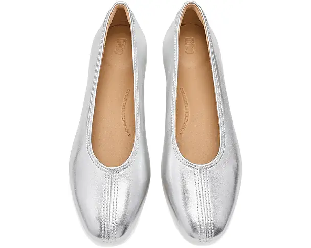 Supply Lab FitFlop Delicato High-Cut Soft-Leather Ballet Flats Women's Silver