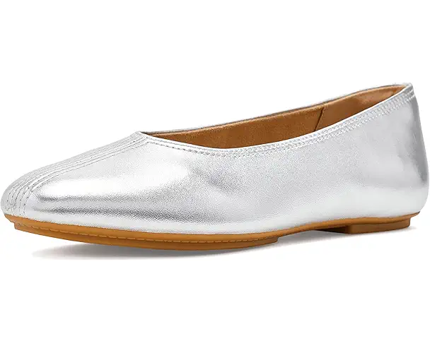 supply lab FitFlop Delicato High-Cut Soft-Leather Ballet Flats Women's Silver