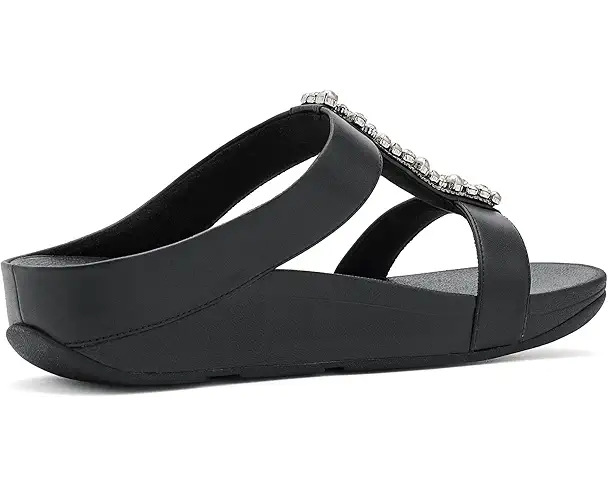 Supply Lab FitFlop Fino Pearls-And-Crystal H-Bar Slides Women's Black