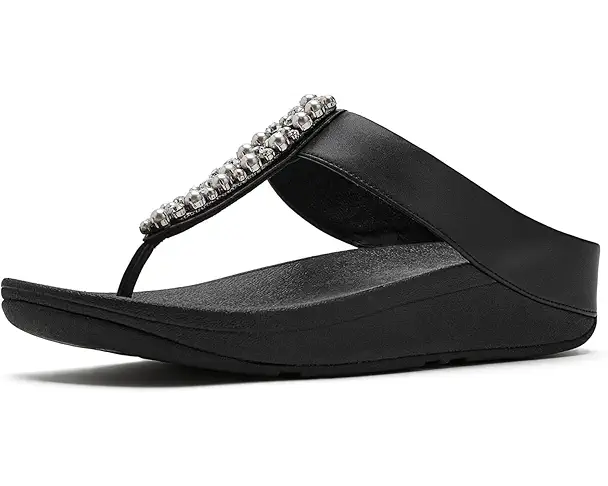 supply lab FitFlop Fino Pearls-and-crystal Toe-post Sandals Women's Black