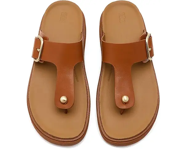 Supply Lab FitFlop Gen-FF Buckle Leather Toe-Post Sandals Women's Light Tan