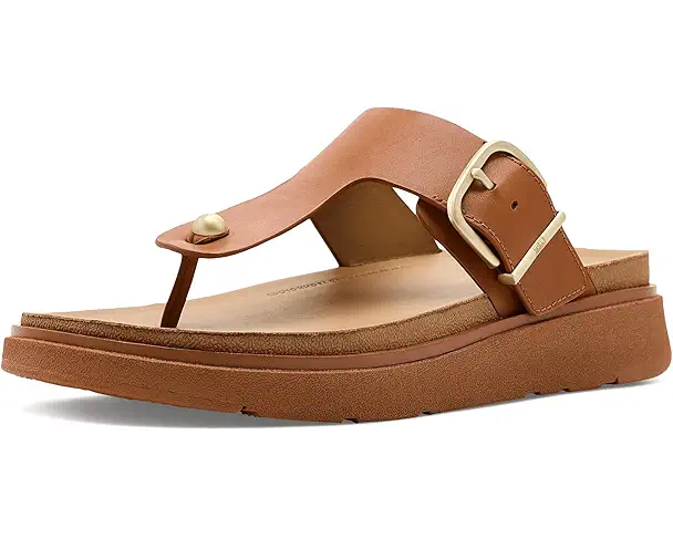 supply lab FitFlop Gen-FF Buckle Leather Toe-Post Sandals Women's Light Tan