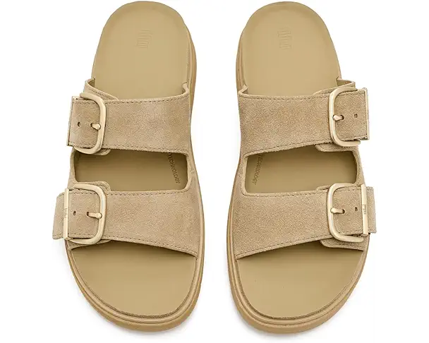 Supply Lab FitFlop Gen FF Buckle Two Bar Suede Slides Women's Cappuccino