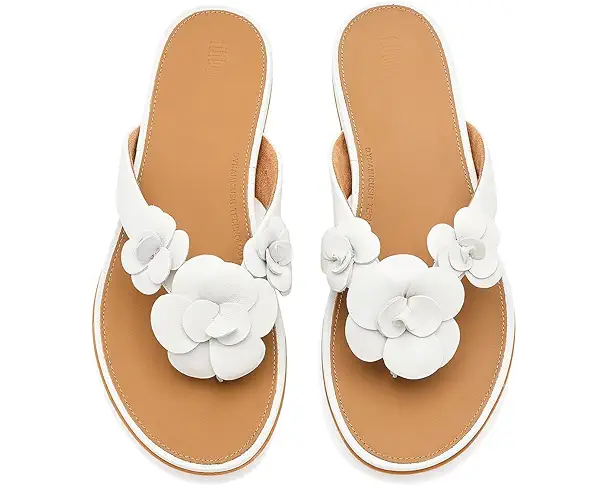 Supply Lab FitFlop Gracie Flower Leather Flip-flops Women's Urban White