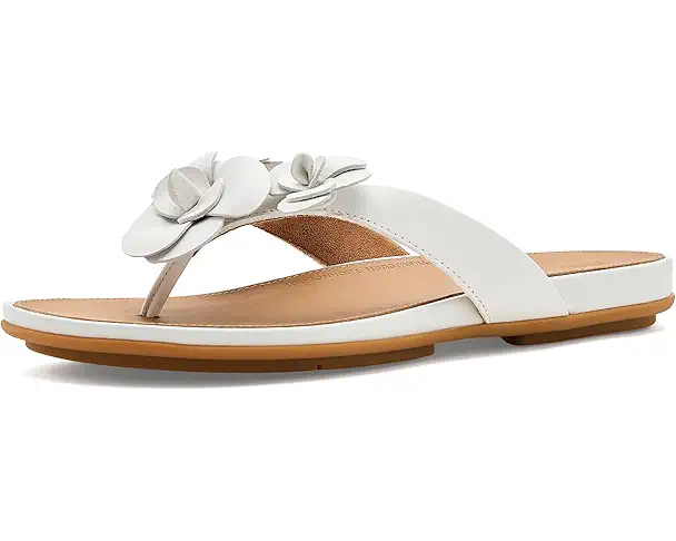 supply lab FitFlop Gracie Flower Leather Flip-flops Women's Urban White