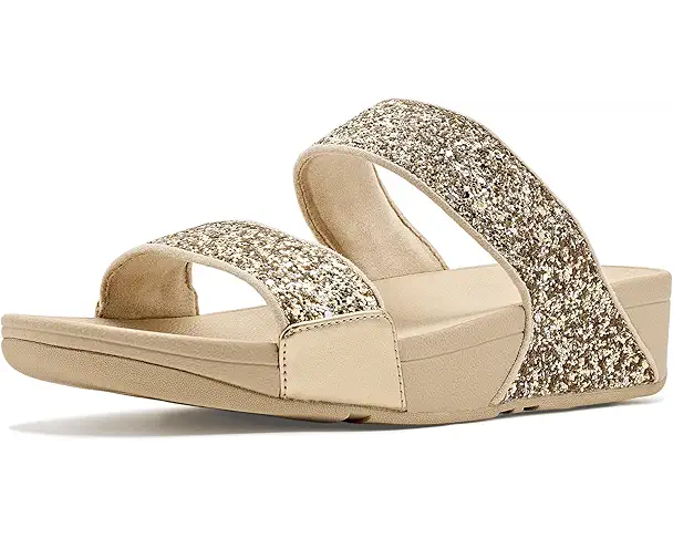supply lab FitFlop Lulu Multi-Tonal Glitter Slides Women's Platino/Silver