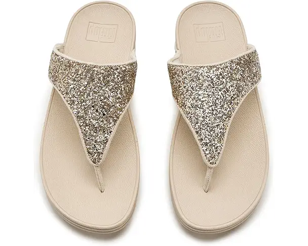 Supply Lab FitFlop Lulu Multi-Tonal Glitter Toe-Post Sandals Women's Platino/Silver
