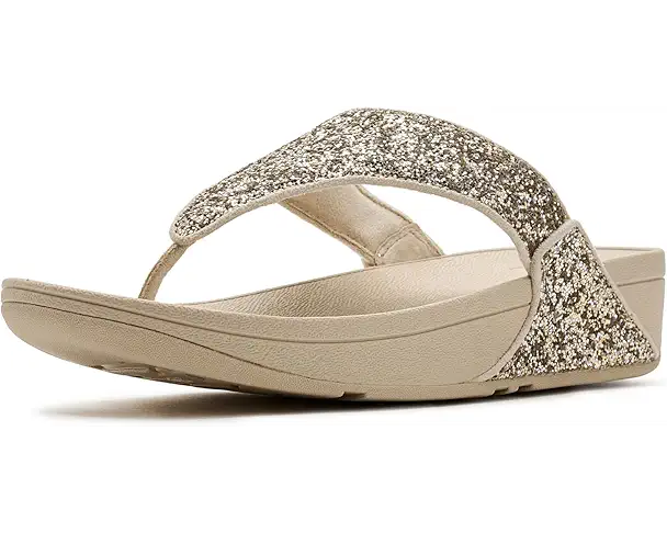 supply lab FitFlop Lulu Multi-Tonal Glitter Toe-Post Sandals Women's Platino/Silver