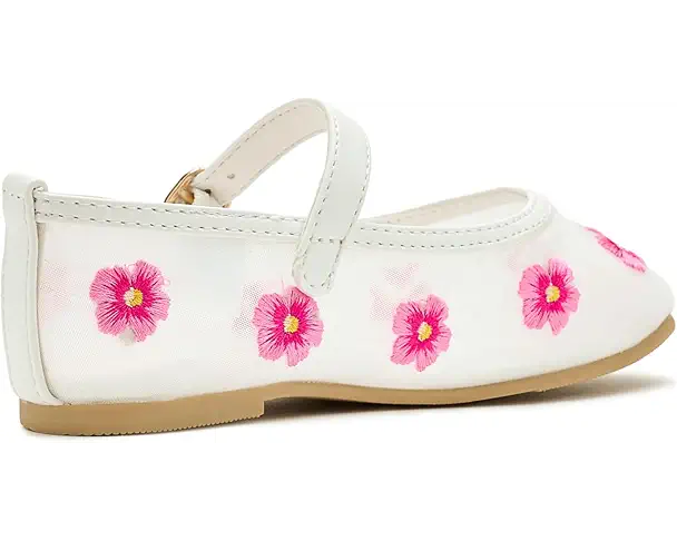 Supply Lab Janie And Jack Mesh Floral Flat (Toddler/Little Kid/Big Kid) White