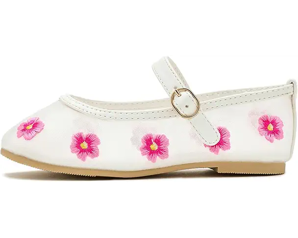 Supply Lab Janie And Jack Mesh Floral Flat (Toddler/Little Kid/Big Kid) White