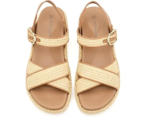 Supply Lab Johnston & Murphy Carli Cross-Band Sandals Women's Natural Raffia/Cognac Nappa Leather