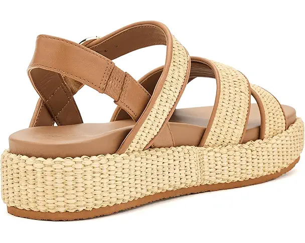 Supply Lab Johnston & Murphy Carli Cross-Band Sandals Women's Natural Raffia/Cognac Nappa Leather