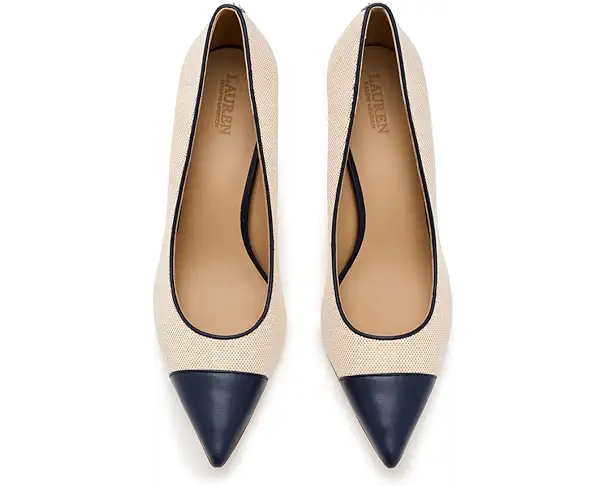 Supply Lab Lauren Ralph Lauren Lanette III Canvas & Leather Pumps Women's Natural/Buff/Refined Navy
