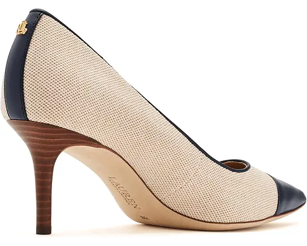 Supply Lab Lauren Ralph Lauren Lanette III Canvas & Leather Pumps Women's Natural/Buff/Refined Navy