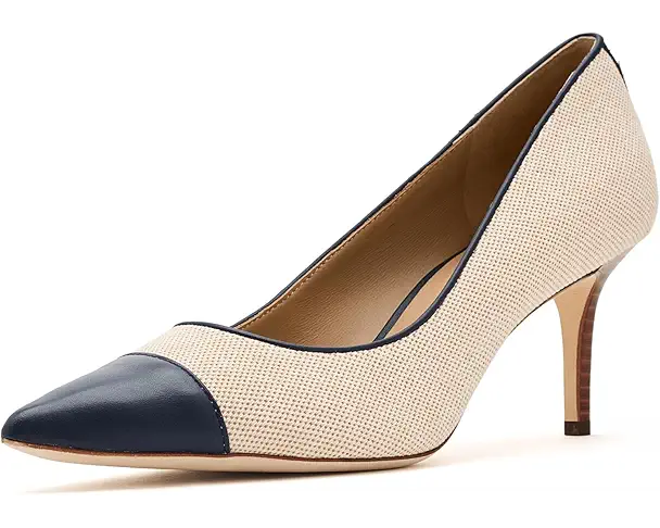 supply lab Lauren Ralph Lauren Lanette III Canvas & Leather Pumps Women's Natural/Buff/Refined Navy