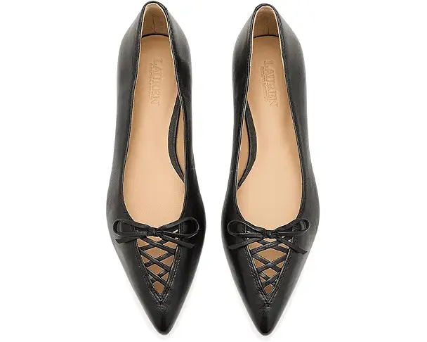 Supply Lab Lauren Ralph Lauren Londyn Lace-Up Nappa Leather Ballet Flats Women's Black