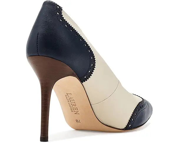 Supply Lab Lauren Ralph Lauren Lynden Perforated Nappa Leather Pumps Women's Vanilla/Refined Navy