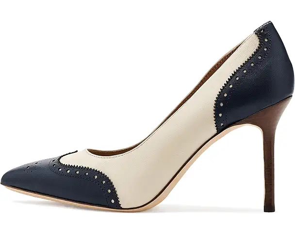 Supply Lab Lauren Ralph Lauren Lynden Perforated Nappa Leather Pumps Women's Vanilla/Refined Navy