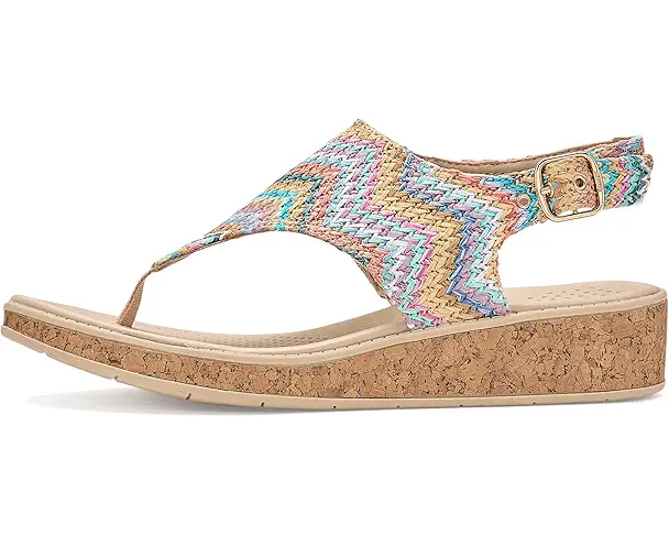 Supply Lab LifeStride Beachy Thong Sandals Women's Beige Multi Stripe