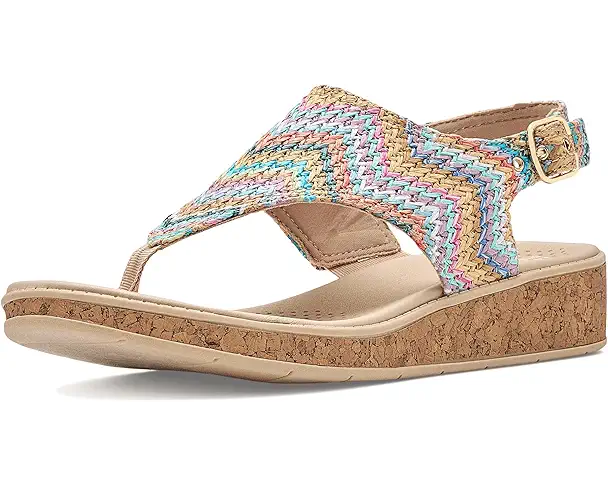 supply lab LifeStride Beachy Thong Sandals Women's Beige Multi Stripe