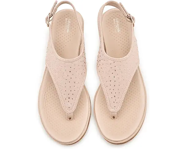 Supply Lab LifeStride Beachybright Thong Sandals Women's Beige Rhinestone