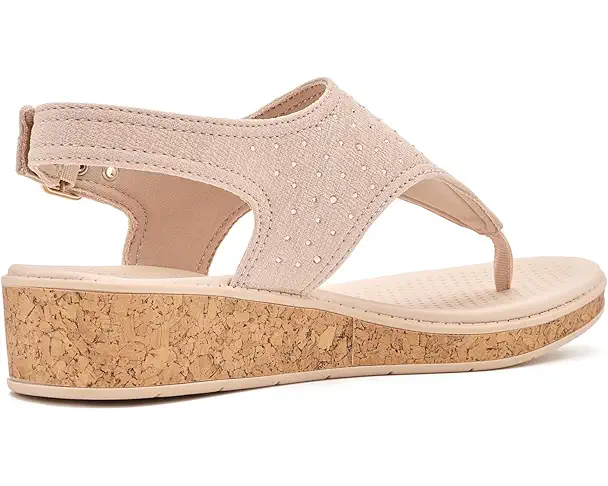 Supply Lab LifeStride Beachybright Thong Sandals Women's Beige Rhinestone