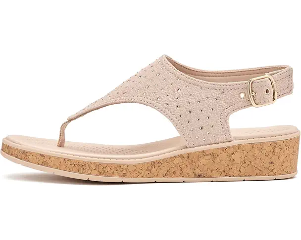 Supply Lab LifeStride Beachybright Thong Sandals Women's Beige Rhinestone